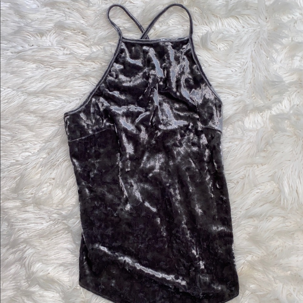 Gray velvet bodysuit